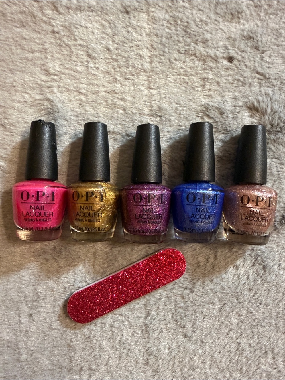 OPI Beauty Bundle Lot of 5 Mini Lacquers + Glitter Nail File